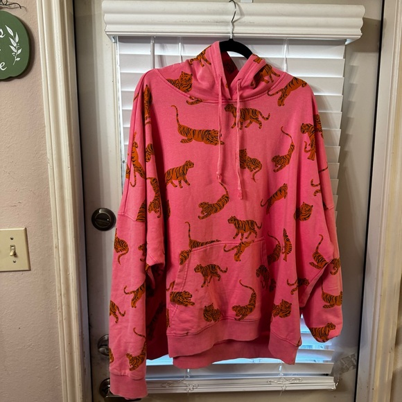 easel Tops - Easel Pink Tiger Print Hoodie